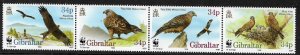 Gibraltar #716 MNH Strip - WWF - Red Kite - Bird