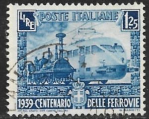 ITALY 1939 1.25L Italian Railroads Centenary Issue Sc 412 VFU