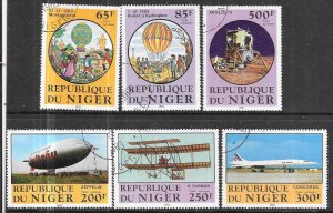 Niger #C318-C323  Aviation History set  (CTO) CV$3.30