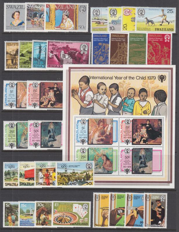 Swaziland Sc 278//394 MNH. 1977-1981 issues, 8 complete sets, VF