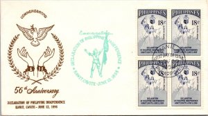 Philippines FDC 1954 - Declaration of Phil Independence - 4x18c Stamp - F43300