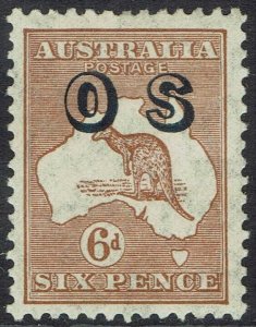 AUSTRALIA 1932 KANGAROO OS 6D WMK C OF A