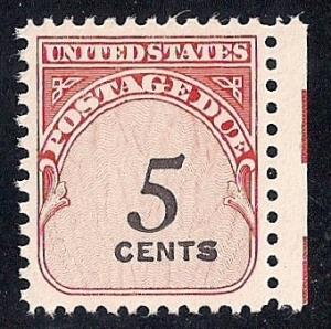 J93V 5 Cent Carmine Rose Stamp mint OG NH EGRADED SUPERB 99 XXF