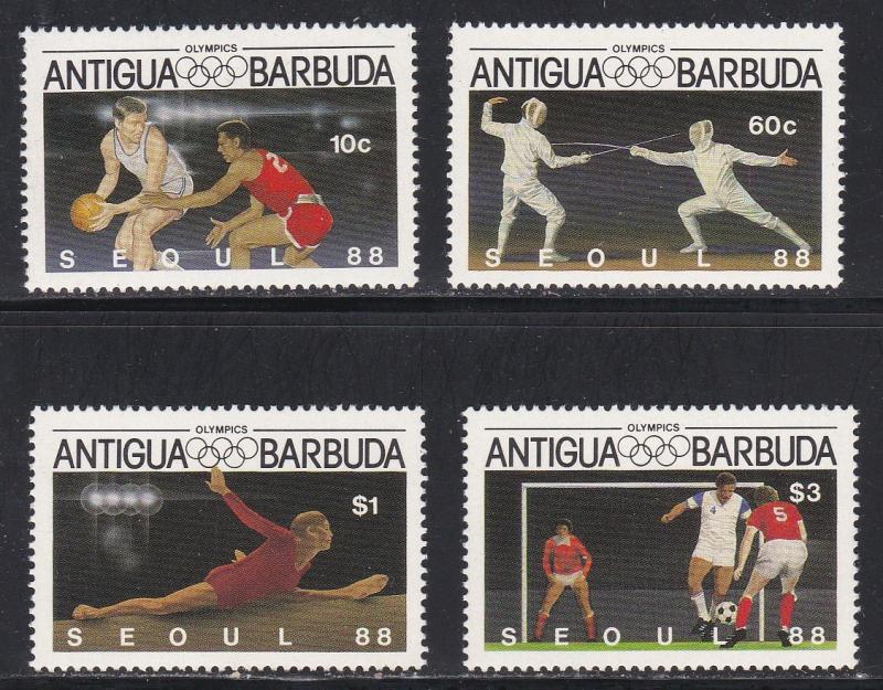 Antigua # 1048-1051, Seoul Summer Olympics, NH 1/2 Cat.