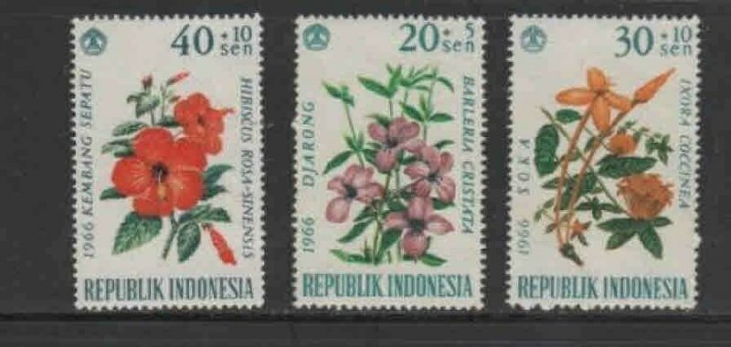 INDONESIA #B195-B198 1966 FLOWERS MINT VF NH O.G