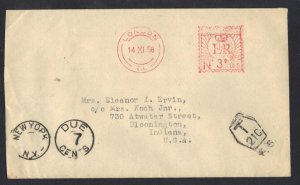 UK GB US 1958 POSTAGE DUE METER CANCELLED COVER T21C & NEW YORK DUE 7 CENTS