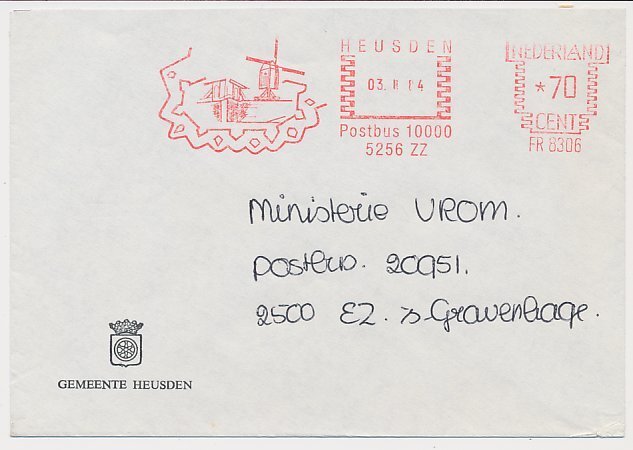 Meter cover Netherlands 1984 - Francotyp 8306 Windmill - Bridge - Heusden