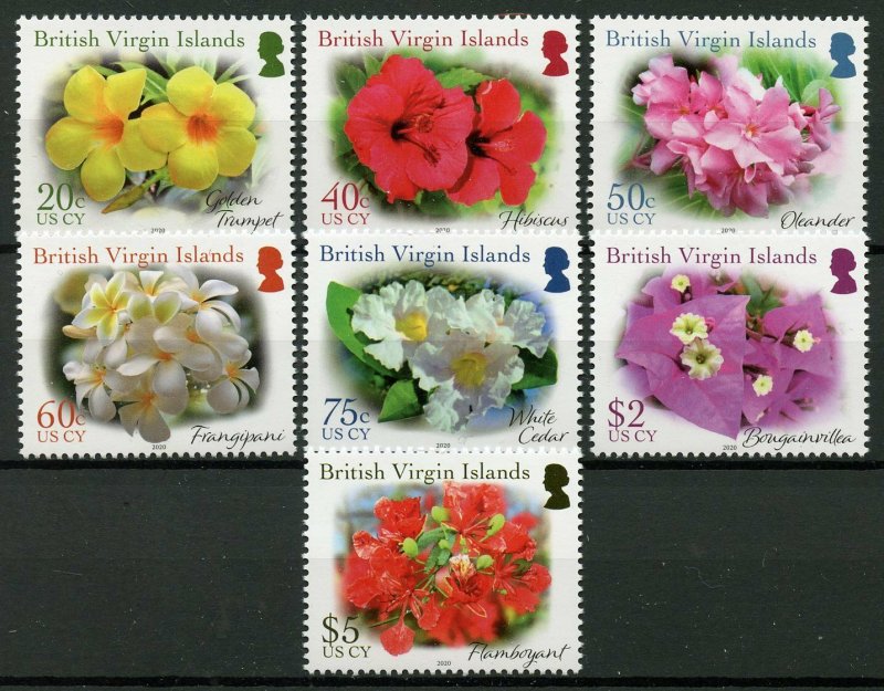 British Virgin Islands BVI Flowers 2020 MNH Hibiscus Frangipani Oleander 7v Set