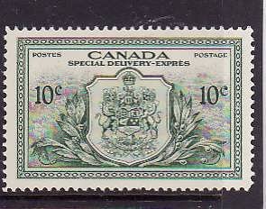 Canada-Sc#E11-Unused 10c green-Special Delivery-og-hinge remnant-1946-Cdn522-