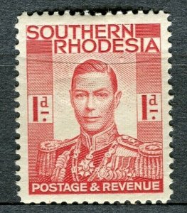 S. RHODESIA; 1938 early GVI issue fine Mint hinged 1d. value