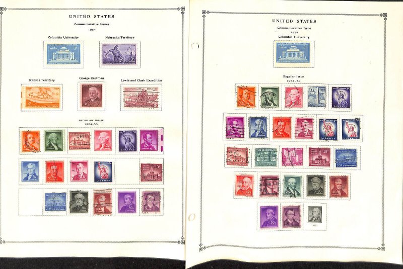 United States Stamp Collection on 70 Scott International Pages to 1960