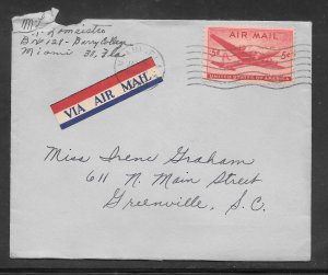 #C32 on MIAMI FLA. JAN/30/1948 AIRMAIL COVER (12790)