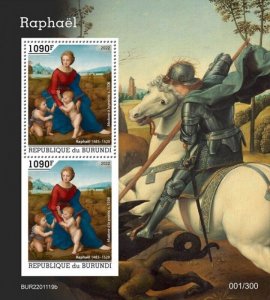 Burundi - 2022 Artist Raphael - 2 Stamp Souvenir Sheet - BUR2201119b