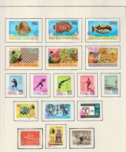 INDONESIA Mid Period M&U Collection on Pages(Apx 150 Items)Fish Sport (BR 553) 