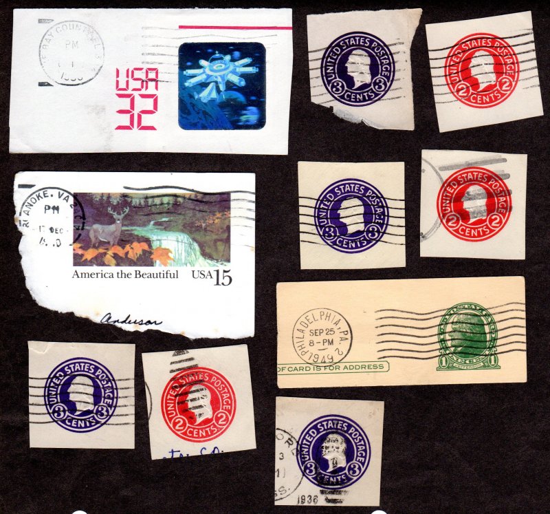 USA, Cut Squares, Lot of 10 used cut squares.  Lot 230811 -25