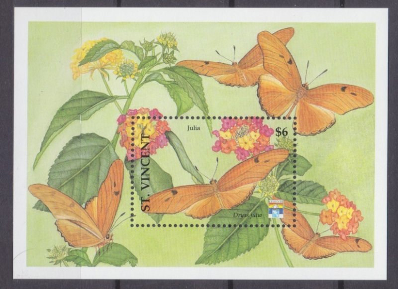 1992 St Vincent 2027/B213 Butterflies 7,50 €