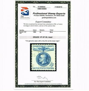 EXCEPTIONAL SCOTT #1147 USED PSE CERT GRADED VF-XF 85 CHAMPION OF LIBERTY ISSUE