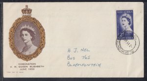 South Africa Scott 192 FDC - 1953 Coronation Issue T4