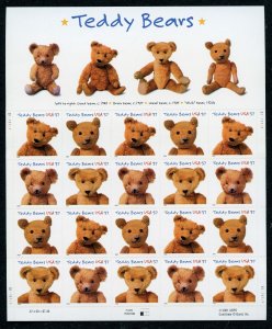 US Scott 3653-3656 Teddy Bears Sheet of 20