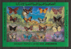 LIBYA Sc 966 NH MINISHEET+4SOUVENIR SHEETS of 1981 - BUTTERFLIES