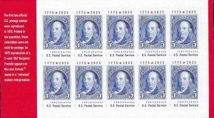 US #6024a US (78c) USPS 250th Anniversary - Ben Franklin  MNH pane/10