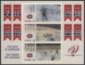 Canada Sc# 2340 MNH Souvenir Sheet 2009 $3 Montreal Canadiens 100th