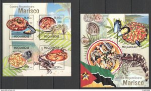 2013 Mozambique Nature Food Delicious Marine Cuisine Marisco Kb+Bl ** St2549