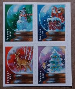United States #5816-19 #5819a (66c) Snow Globes block of 4 MNH (2023)
