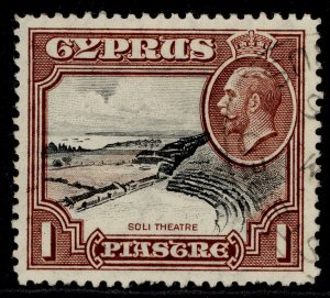 CYPRUS GV SG136, 1pi black & red-brown, FINE USED.