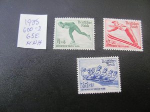Germany 1935 MNH  MI. 600-602  SET XF 65 EUROS (140)