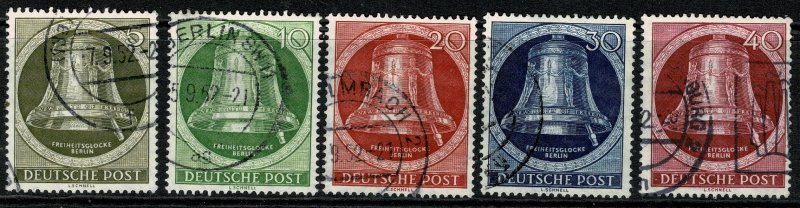 GERMANY BERLIN 1951-2 FREEDOM BELL (RIGHT) USED SG B82-86 Wmk.M7 P.14 SUPERB