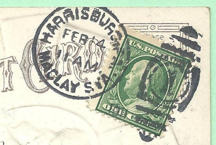 ​2/14/1911 Valentine cover/postcard Misprinted Heart Playing Card Harrisburg, PA