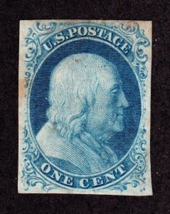 US 7 1c Franklin Unused Single VF-XF OG H SCV $1050+