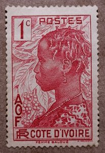 Ivory Coast #112 1c Baoulé Woman MHR (1936)