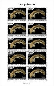 Burundi - 2022 Saddled Bichir Fish - 10 Stamp Sheet - BUR2201087f