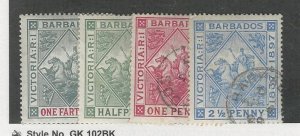 Barbados, Postage Stamp, #81 Mint NH, 82 Hinged, 83-84 Used, 1897