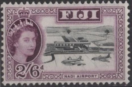 Fiji 172 (mlh) 2sh6p Nadi Airport, purple & black (1961)