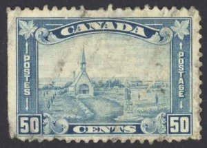 Canada Sc# 176 Cull (thin LL) 1930 50c dull blue Acadian Memorial Church