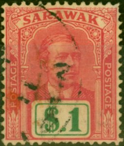 Sarawak 1918 $1 Brt Rose & Green SG61 Good Used