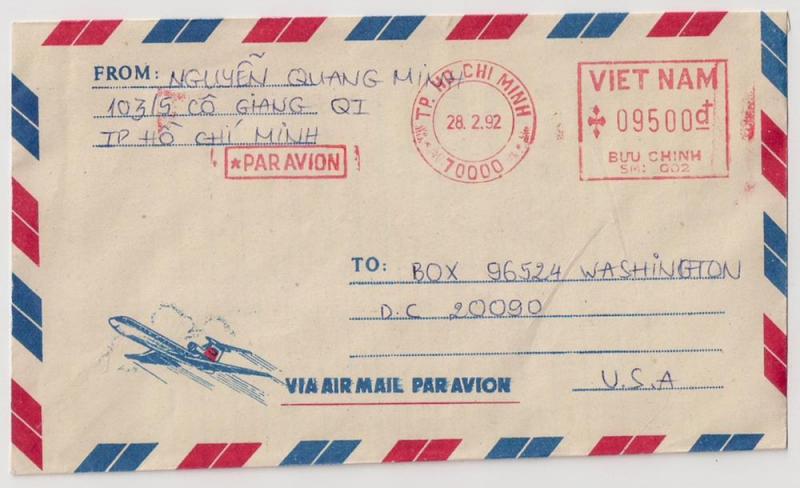 Vietnam Meter Stamp Covers: 4 diff all to US Par Avion slug NICE LOT!