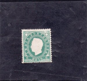 PORTUGUESE INDIA D. Luis I  6 r. (1886)  MHNG   perf. 12,5