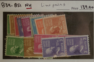 United States #839-851 Set Coil Horizontal and Vertical Line Pairs MNH