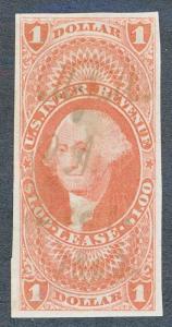 U.S. R70a USED $1 RED LEASE, IMPERF VF