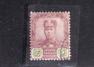 Malaya Johore-Sc #107-used-5c vio & ol grn-1921-40-