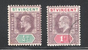 St. Vincent, Scott #82-83   VF, Used,  CV $3.25  ..... 6050240