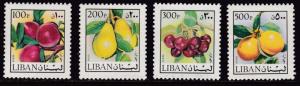 Lebanon 1973  FOUR Stamps from the Fruit/Flower Airmail set. The HIGH-VALUES