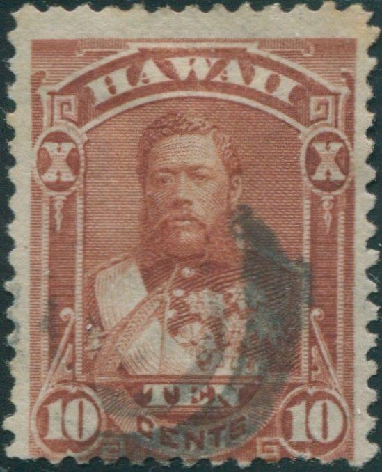 Hawaii 1875 SG46 10c brown King Kalakaua in uniform FU