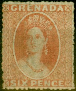 Grenada 1866 6d Orange-Red SG7 Fine Mtd Mint