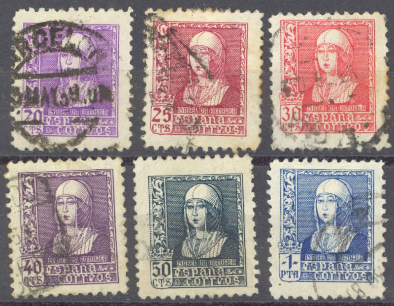 Spain Sc# 672-677 Used 1938-1939 Isabella I