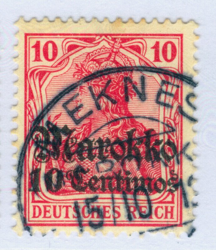 German Colonies - MOROCCO 1911 10c/10pf carmine Sc# 47 MEKENES DP cancel